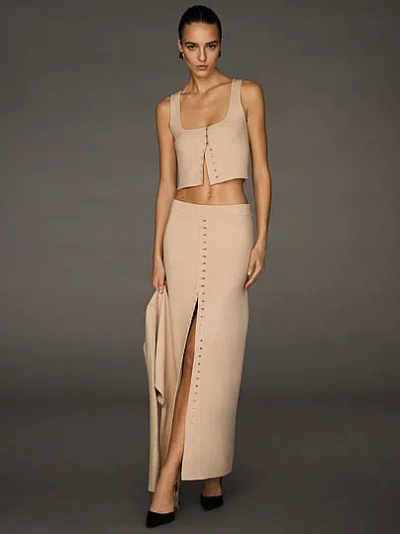 Victoria's Secret Atelier X Altuzarra X Fine-knit Hook & Eye Long Skirt In Neutral