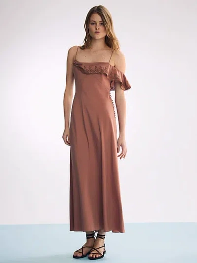 Victoria's Secret Atelier X Altuzarra X Georgette Draped Ruffle Dress In Brown