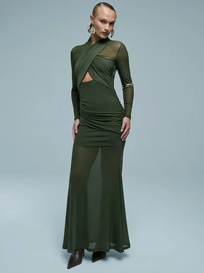 Victoria's Secret Bardot Veria Sport Mesh Maxi Dress In Green