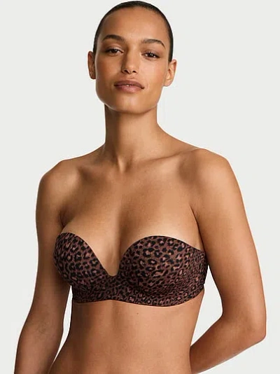 Victoria's Secret Bare Bombshell Add-2-cups Push-up Strapless Bra In Animal Print