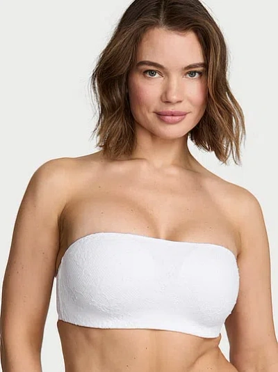 Victoria's Secret Bare Lace Push-up Wireless Bandeau Strapless Bra In White