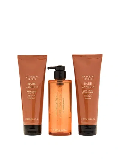 Victoria's Secret Beauty Body Fragrance Bare Vanilla Shower Gift Set Ft. Shampoo In Gray