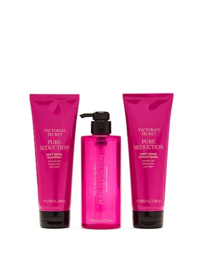 Victoria's Secret Beauty Body Fragrance Pure Seduction Shower Gift Set Ft. Shampoo In Pink