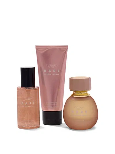 Victoria's Secret Beauty Fine Fragrance 3-piece Bare Sueded Vanilla Gift Set In White,ivory