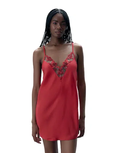 Victoria's Secret Bluebella Lavanya Luxury Satin Short Chemise In Red