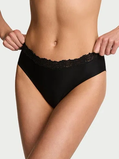 Victoria's Secret Body By Victoria By Flex Lace-trim Mid-rise Bikini Panty In Black