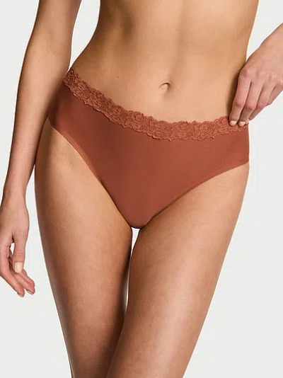 Victoria's Secret Body By Victoria By Flex Lace-trim Mid-rise Bikini Panty In Brown