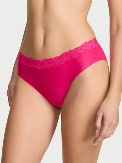 Victoria's Secret Body By Victoria By Flex Lace-trim Mid-rise Bikini Panty In Pink