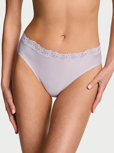 Victoria's Secret Body By Victoria By Flex Lace-trim Mid-rise Bikini Panty In Blue