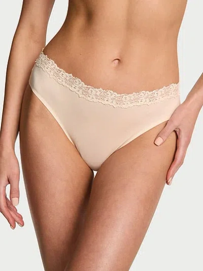 Victoria's Secret Body By Victoria By Flex Lace-trim Mid-rise Bikini Panty In Brown