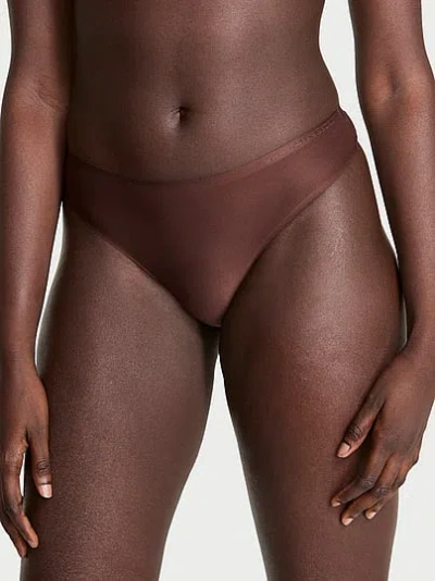 Victoria's Secret Body By Victoria By Flex Mid-rise Thong Panty In Brown