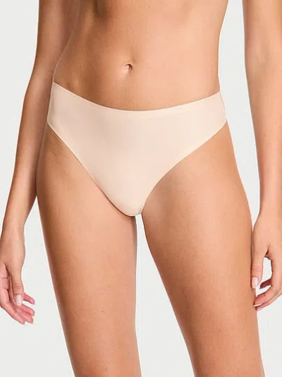Victoria's Secret Body By Victoria By Flex Mid-rise Thong Panty In Neutral