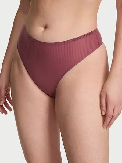 Victoria's Secret Body By Victoria By Flex Shadow Stripe Mid-rise Thong Panty In Burgundy