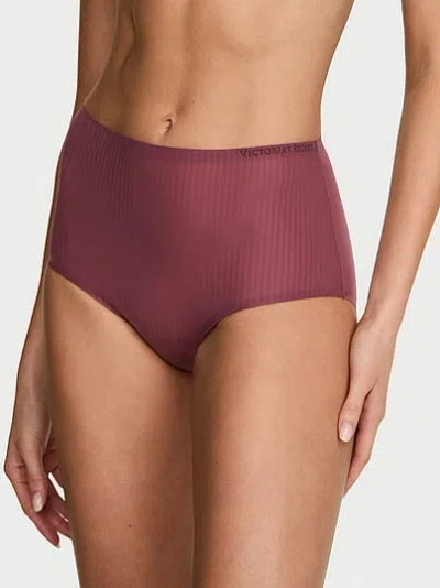 Victoria's Secret Body By Victoria By Flex Shadow Stripe Modern Brief Panty In Burgundy