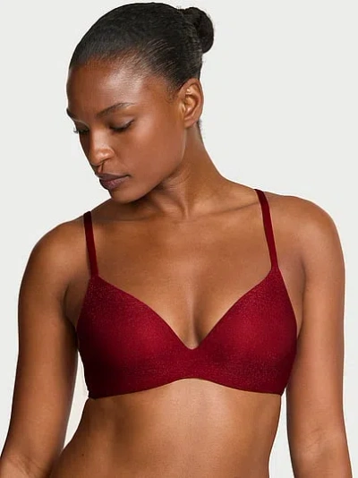 Victoria's Secret Body By Victoria Flexfactor Lightly Lined Plunge Demi Bra In Red