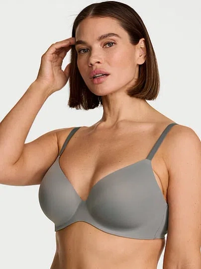 Victoria's Secret Body By Victoria Flexfactor Lightly Lined Plunge Demi Bra In Gray