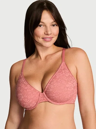 Victoria's Secret Body By Victoria Invisible Lift Lace Full-coverage Minimizer Bra In Pink
