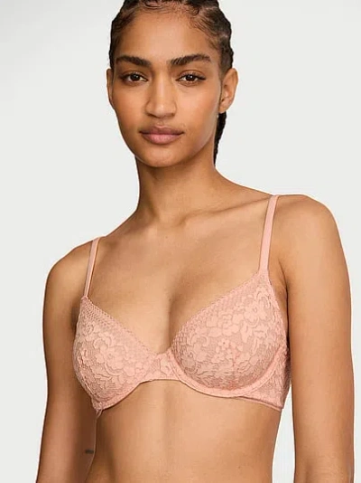 Victoria's Secret Body By Victoria Invisible Lift Lace Unlined Demi Bra In Beige