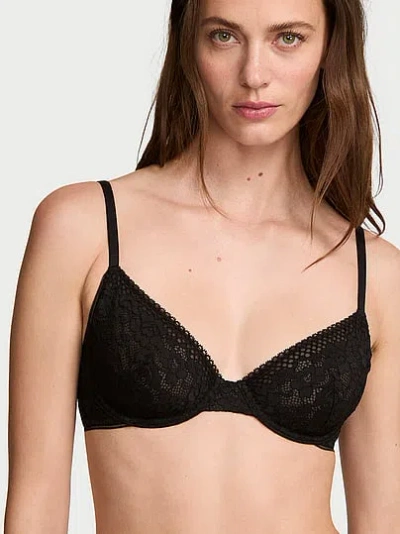 Victoria's Secret Body By Victoria Invisible Lift Lace Unlined Demi Bra In Black