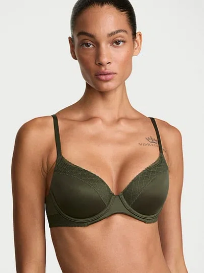Victoria's Secret Body By Victoria Lace-trim Lightly Lined Demi Bra In Green