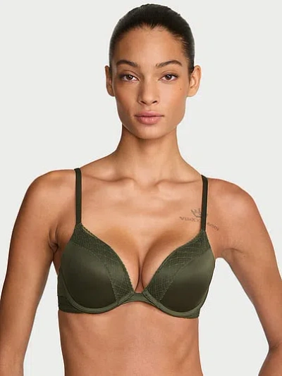 Victoria's Secret Body By Victoria Lace-trim Push-up Bra In Green
