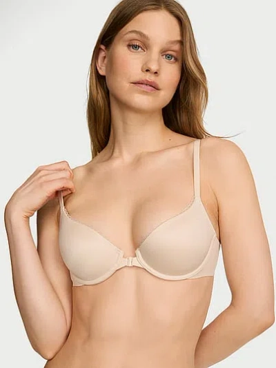 Victoria's Secret Body By Victoria Lightly Lined Front-close Demi Bra In Beige
