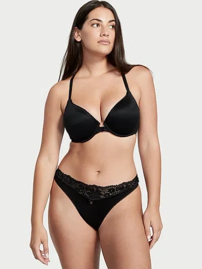 Victoria's Secret Body By Victoria Lightly Lined Full-coverage Lace Racerback Bra In Black