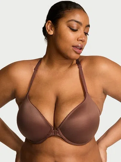 Victoria's Secret Body By Victoria Lightly Lined Lace Racerback Demi Bra In Brown
