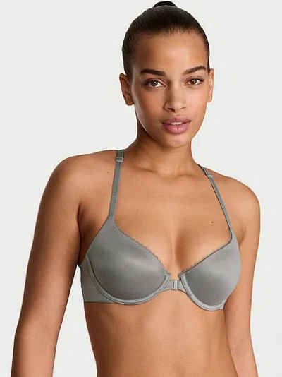 Victoria's Secret Body By Victoria Lightly Lined Lace Racerback Demi Bra In Gray