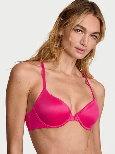 Victoria's Secret Body By Victoria Lightly Lined Lace Racerback Demi Bra In Pink