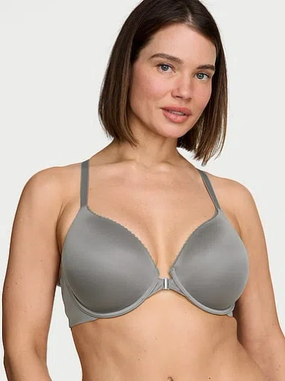 Victoria's Secret Body By Victoria Lightly Lined Lace Racerback Full-coverage Bra In Gray