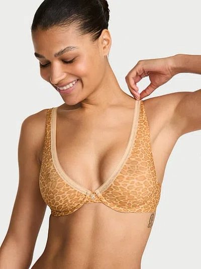 Victoria's Secret Body By Victoria Light-touch Unlined Plunge Bra In Brown