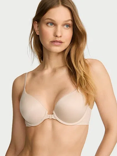 Victoria's Secret Body By Victoria Perfect Shape Front-close Push-up Bra In Beige