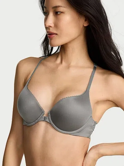 Victoria's Secret Body By Victoria Perfect Shape Lace Racerback Push-up Bra In Gray