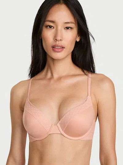 Victoria's Secret Body By Victoria Perfect Shape Lace-trim Push-up Bra In Sand