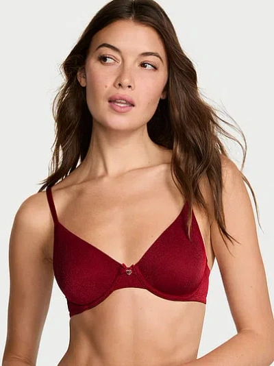 Victoria's Secret Body By Victoria Shimmer Invisible Lift Unlined Demi Bra In Red