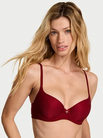 Victoria's Secret Body By Victoria Shimmer Lightly Lined Demi Bra In Burgundy