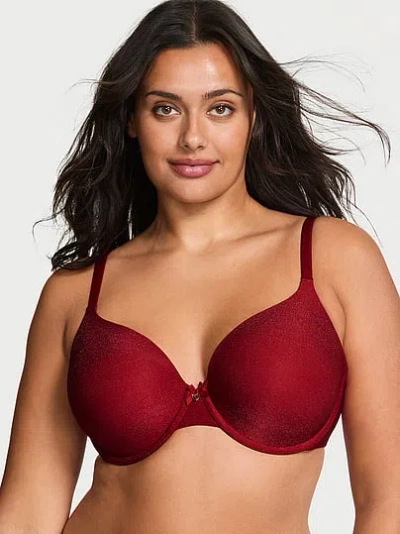 Victoria's Secret Body By Victoria Shimmer Lightly Lined Full-coverage Bra In Burgundy