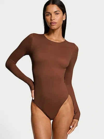Victoria's Secret Bodywear By Victoria With Feathersoft™ Innovation Long-sleeve Bodysuit In Brown