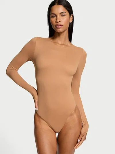Victoria's Secret Bodywear By Victoria With Feathersoft™ Innovation Long-sleeve Bodysuit In Nude