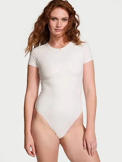 Victoria's Secret Bodywear By Victoria With Feathersoft™ Innovation Short-sleeve Bodysuit In White