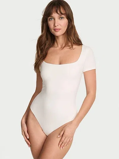 Victoria's Secret Bodywear By Victoria With Feathersoft™ Innovation Square-neck Bodysuit In White