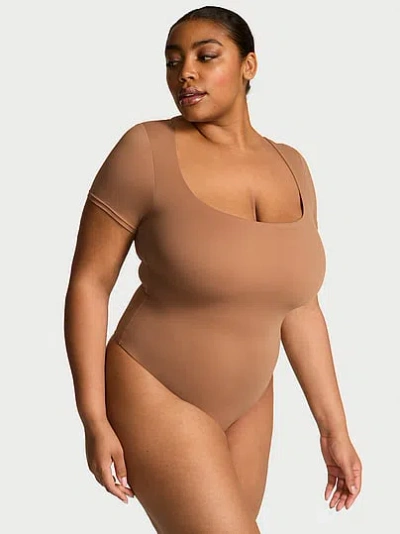 Victoria's Secret Bodywear By Victoria With Feathersoft™ Innovation Square-neck Bodysuit In Neutral