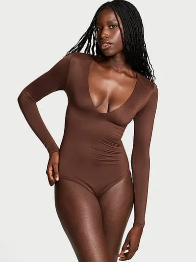 Victoria's Secret Bodywear By Victoria With Feathersoft™ Innovation V-neck Bodysuit In Brown
