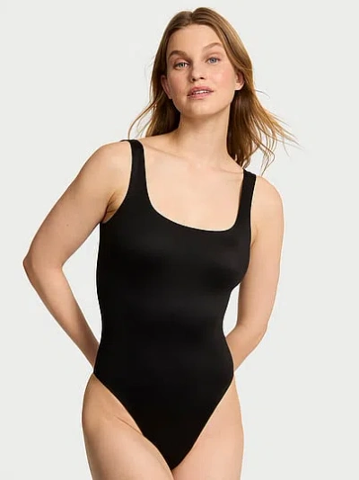 Victoria's Secret Bodywear By With Feathersoft™ Innovation Square-neck Tank Bodysuit In Black