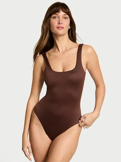 Victoria's Secret Bodywear By With Feathersoft™ Innovation Square-neck Tank Bodysuit In Brown