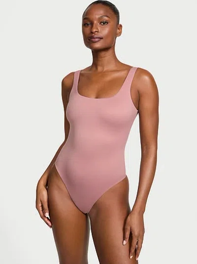 Victoria's Secret Bodywear By With Feathersoft™ Innovation Square-neck Tank Bodysuit In Pink