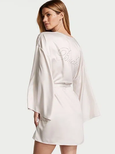 Victoria's Secret Bride Embellished Satin Short Robe In White