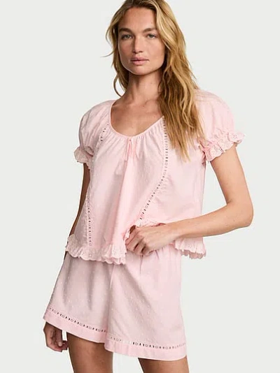 Victoria's Secret Cotton Dream Puff-sleeve Short Pajama Set In Purple