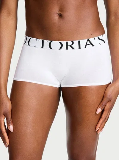 Victoria's Secret Cotton Exploded Logo Boyshort Panty In White